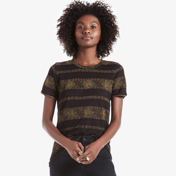Lucky Brand Tops - Lucky Brand Black Metallic Stripe Tee - Medium